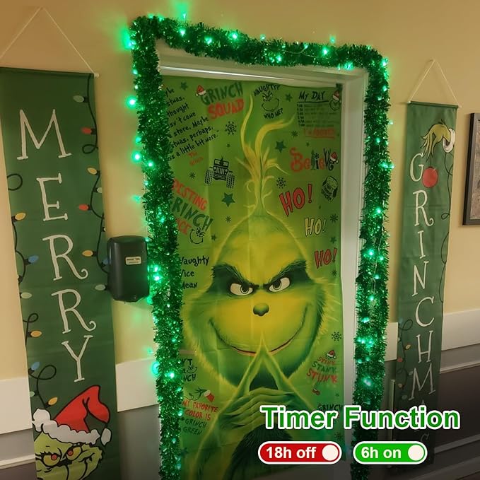 QITONG 165ft 500 LED Green Christmas Lights, 8 Modes Outdoor String Lights Plug in, Clear Wire Twinkle Xmas Light Indoor