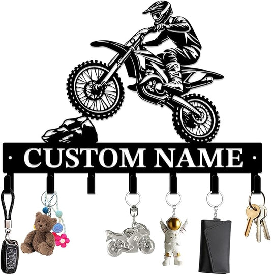 Personalized Custom Name Motorcycle Keys Hooks,Metal Motorcycle Art Clothes Keys Hooks,Metal Motorcycle Lover Wall Home Storage Decorative Keys Hooks,Key Holder Hooks for Wall (Style C)