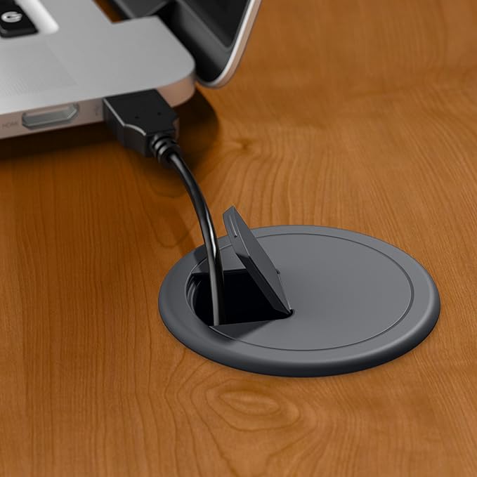 Bush Business Furniture Series A 48W Corner Desk in Natural Cherry and Slate, Compact L Shaped Workstation, Office Desktop Solution for Workspace