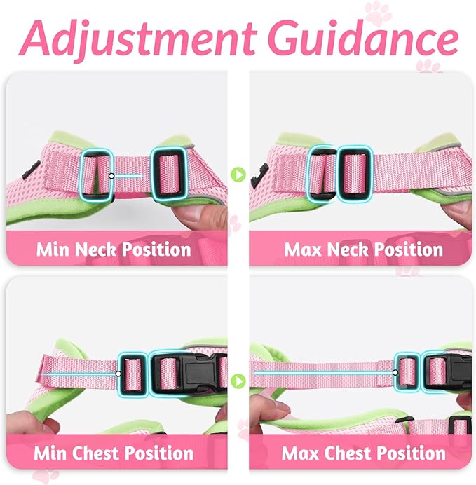 rabbitgoo Cat Harness and Leash for Walking, Escape Proof Soft Adjustable Vest Harnesses for Cats, Easy Control Breathable Reflective Strips Jacket, Green&Pink, S