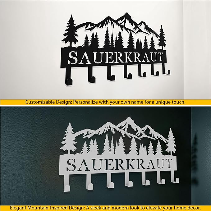 Custom Metal Key Rack Hooks, Personalized Key Holder for Wall, Little Forest, Mountain Theme Wall Decoration Hooks, Key Hanger Organizer for Living Room, Entryway, Bathroom, Kitchen Decor