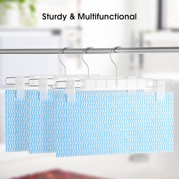 Clothes Pants Hangers, Space-Saving Skirt Holders with 360 ° Swivel Hooks, Adjustable Clips, Trouser Hangers, Clothes Coat Garment Jeans Hangers (10 Pack, Transparent)