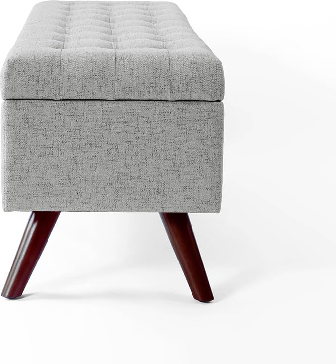 HomePop Modern Tufted Storage Bench|Homepop Home Décor|Bench with Storage for Living Room & Bedroom - Gray Woven