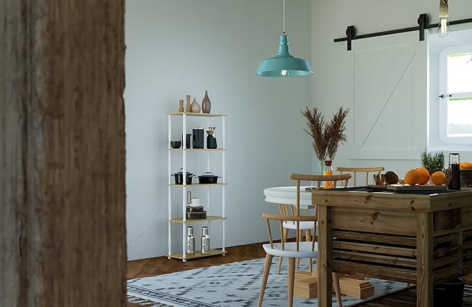 Furinno Turn-N-Tube 5-Tier Multipurpose Shelf / Display Rack / Storage Shelf / Bookshelf, Classic Tubes, Beech/White