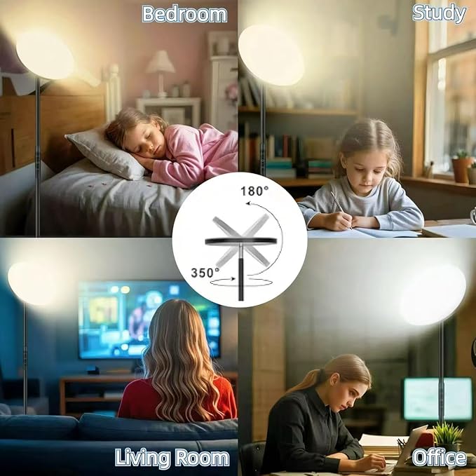 Floor Lamps for Living Room, 36W/3600LM Super Bright Standing Lamp with Remote & Touch Control, Stepless Dimming & 2700K-6500K Color Temperature, LED Floor Lamp for Bedroom Office, Black