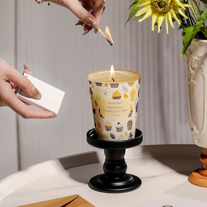 HomeLights Scented Candles for Women & Men, 6.7oz Candle Jars Aromatherapy Single Wick Candle, Ideal for Rustic Modern Home Decor and Gifts, Whipped Vanilla Cake