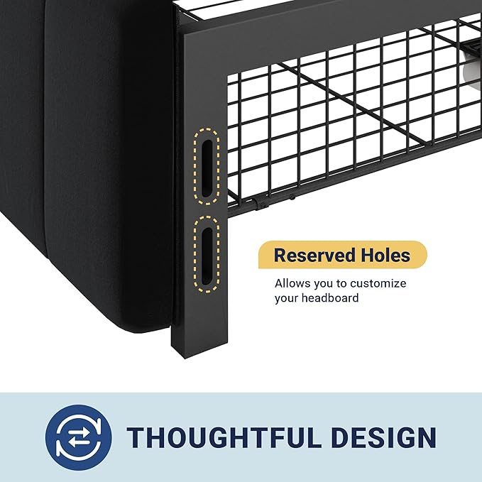 Allewie Full Size Platform Bed Frame with 4 Large Storage Drawers, Velvet Vertical Channel Tufted Upholstered Bed Base, Wooden Slats Support, Noise-Free, No Box Spring Needed, Easy Assembly, Black