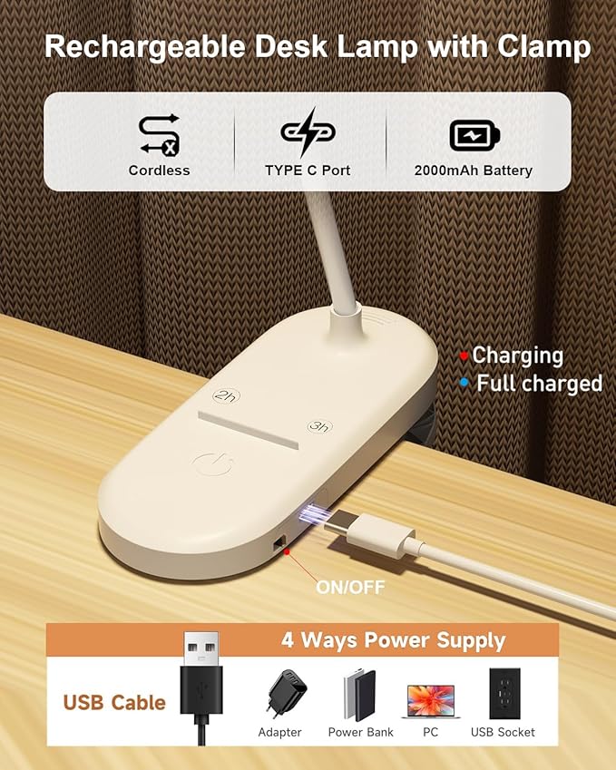 SZOKLED Red Light Reading Lights for Books in Bed, Clip on Lamp with Timer & Dimmable, Rechargeable Eye Care Night Light for Bedroom, Desk, Laptop, Headboard