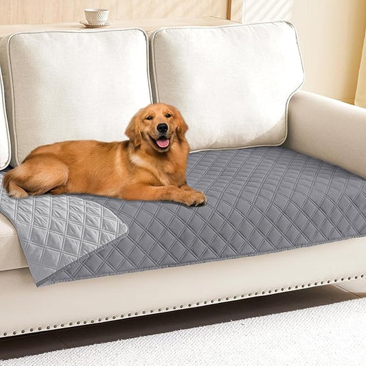 Smiry Waterproof Dog Blanket, Reversible Dog Bed Cover Pet Blanket, Soft Pet Couch Covers for Sofa Washable, Bed Couch Sofa Furniture Protector for Puppy Cat Kids (30"x90", Grey/Light Grey)