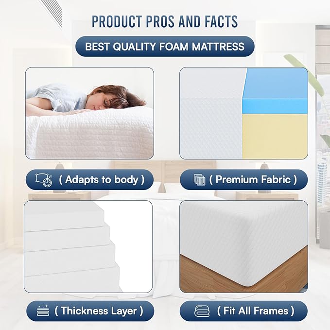 FDW | 12 Inch King Mattress | Medium Firm | Gel Memory Foam Mattress | White | Bed in a Box, CertiPUR-US Certified | Pressure Relief, Cooling Ventilated Foam | Washable Removable Cover