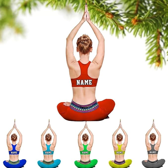Noni Personalized Yoga Ornament, Custom Name Acrylic Christmas Decoration, Custom Name Mat Decor, Gift for Coach, New Yogi