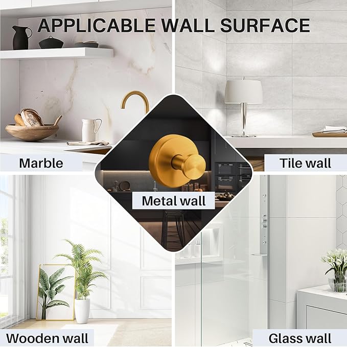 Suction Cup Hooks Stainless Steel Shower Hooks No Drill Towel Hooks Removable Wreath Hanger for Front Door, Bathroom Wall, Kitchen, Glass, Mirror (2 Pack)