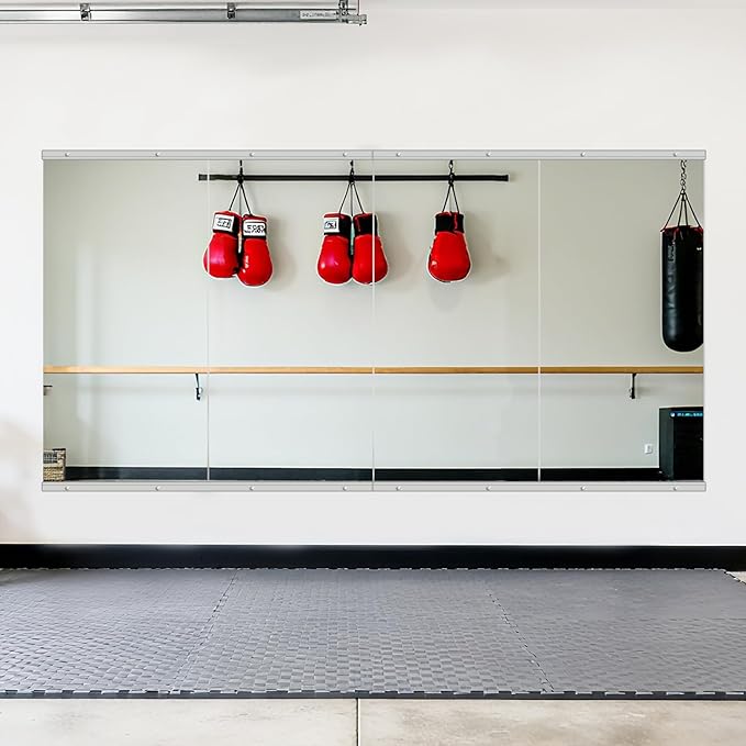 Ruomeng Home Gym Mirror, 48"x24" Gym Mirrors for Wall (2PCS), Frameless, Tempered Glass, Large Workout Mirrors for Home Gym, Dance Studio, Yoga Room, Garage Gym