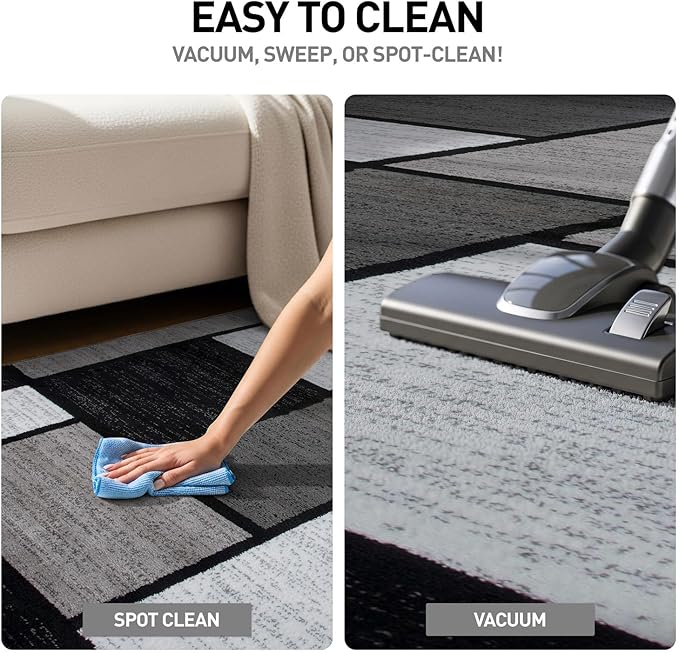 Rugshop Contemporary Modern Boxes for Home Office,Living Room,Bedroom,Kitchen Non-Shedding Area Rug 7' 10" X 10' 2" Gray