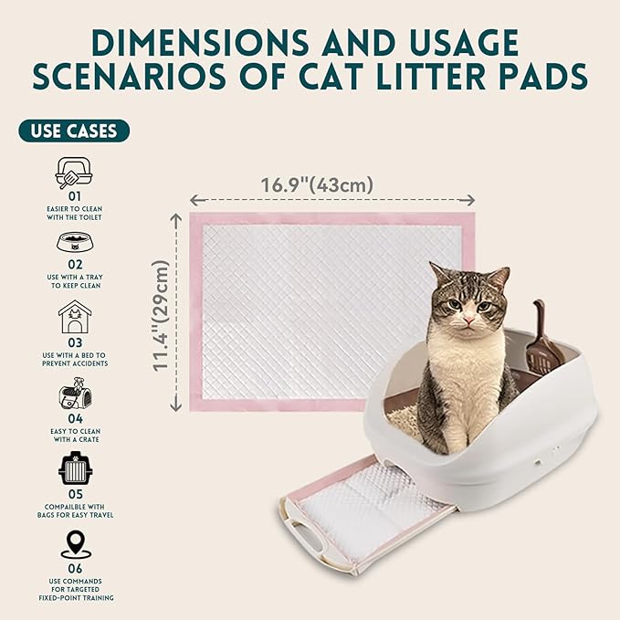 100 Count Cat Litter Pads for Tidy Cats Breeze Litter System 16.9 x 11.4 Inch Lavender Scented Cat Pad Refills Super Absorbent Quick-Dry Pee Pads for Cats(Pink)