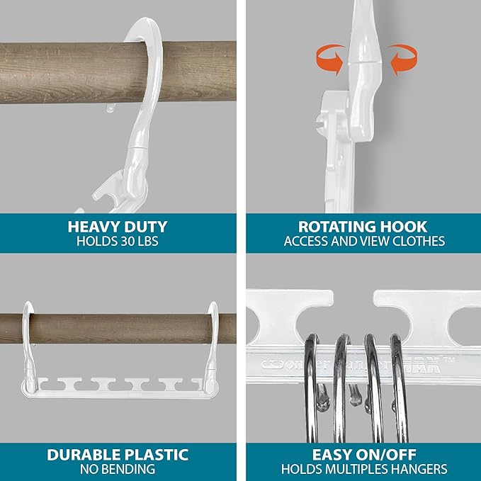 Wonder Hanger Max 20-Pack Space Saving Hangers, Reinforced Hooks Swivels 360°, Cascading Hanger, College Dorms & Storage Closet Organizer, Fully Assembled – White