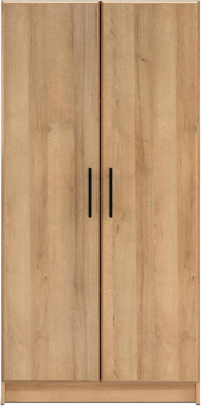 Prepac Elite Tall Garage Storage Cabinet & Pantry Storage Cupboard, 2-Door Freestanding Bathroom or Pantry Cabinet with Adjustable Shelves, 16" D x 32" W x 65" H, Oak