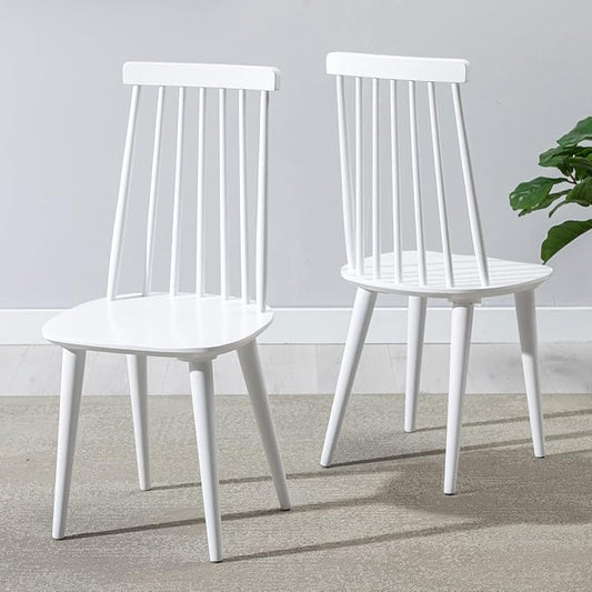DUHOME Dining Chairs Set of 2 Wood Dining Room Chair White Spindle Side Kitchen Room Country Farmhouse Chairs White