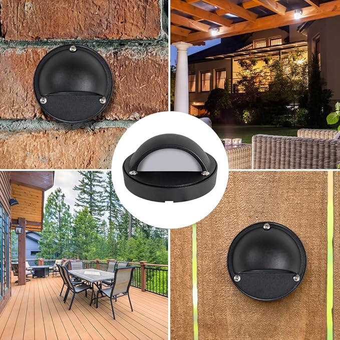 Outdoor Deck Lights Aluminum Stair Lights - LED Step Lights Low Voltage Landscape Lights, Aluminum Stairway Lighting, Outdoor Fence lights, Paver Lights, Hardscape Lighting with LED Bulb (3.13" Wide)