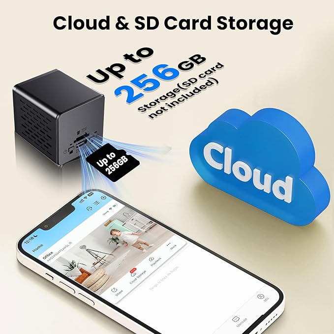 Hidden Camera, Spy Camera with Real-Time Recording, AI Motion Detection 4K Nanny Cam Hidden Camera, Mini Camera with Cloud & SD Storage, Night Vision Spy Cam, Indoor Camera for Baby, Pet and Older