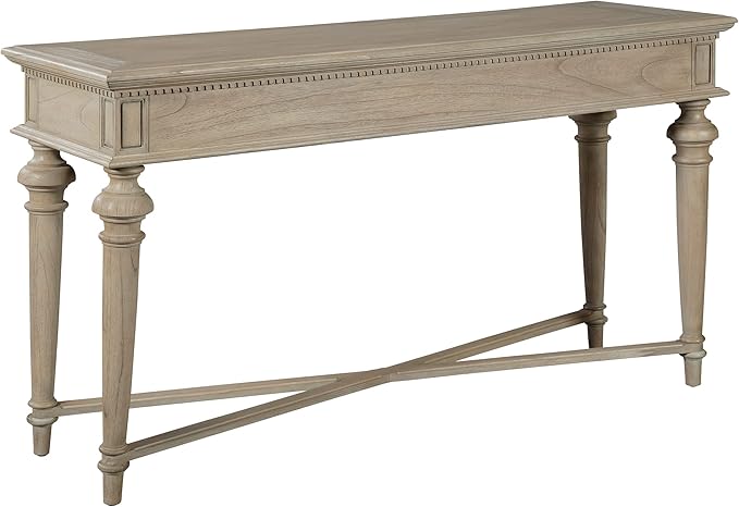 Hekman Furniture Sofa Table Driftwood Finish, Ample Storage Drawers Decorative Legs Cross Stretchers Bars, Sturdy Wooden Material Modern Entryway Table Best for Home Decor & Living Room