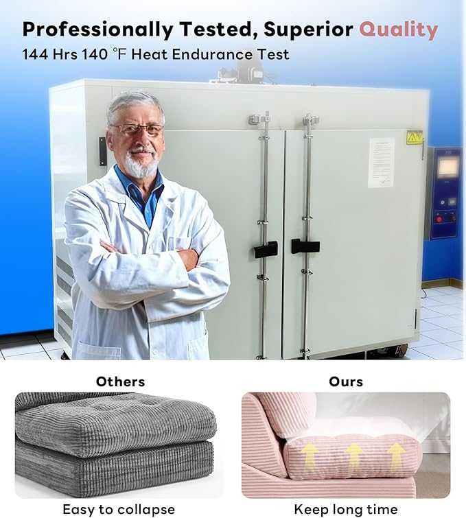 Tbfit 35.8'' Folding Sofa Bed, Convertible Sleeper Chair with Large Pillow, Corduroy Folding Couch Bed, Portable & Foldable Mattress Boneless Floor Single Sofa for Living Room, Bedroom, Office, Pink