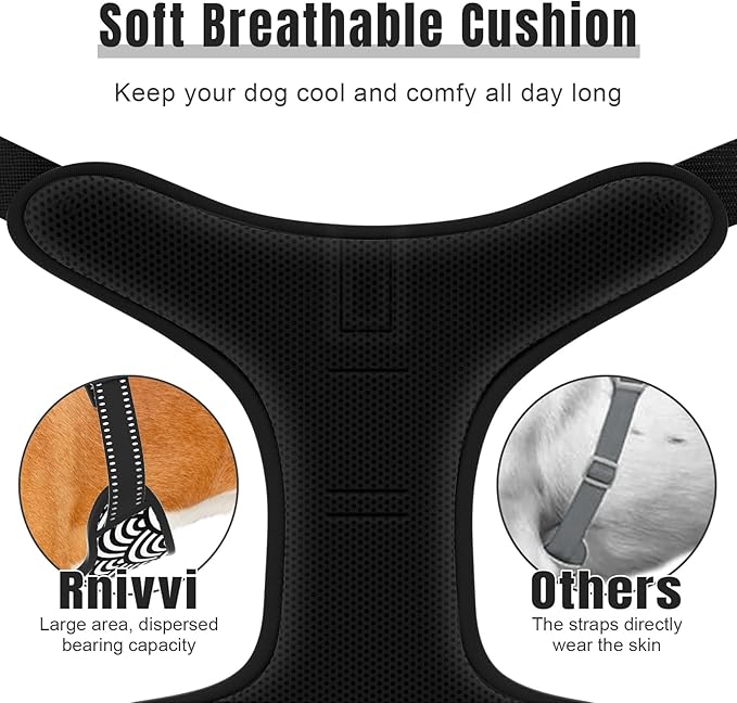 Rnivvi No Pull Dog Harness, Cute Wave Reflective X-Small Sized Puppy Kitten Harness, Adjustable Soft Padded Vest for Small Dogs, Cats, Heavy Duty Pet Vest with Easy Control Handle for Walking, Gray