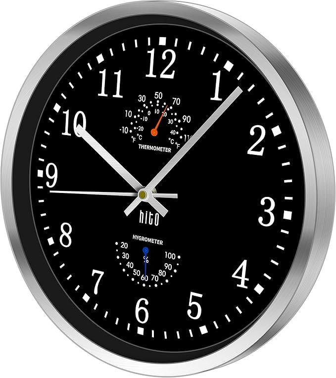 HITO 14 Inch Silent Wall Clock Battery Operated, Large Wall Clock for Living Room Decor, Office, Classroom, Bedroom