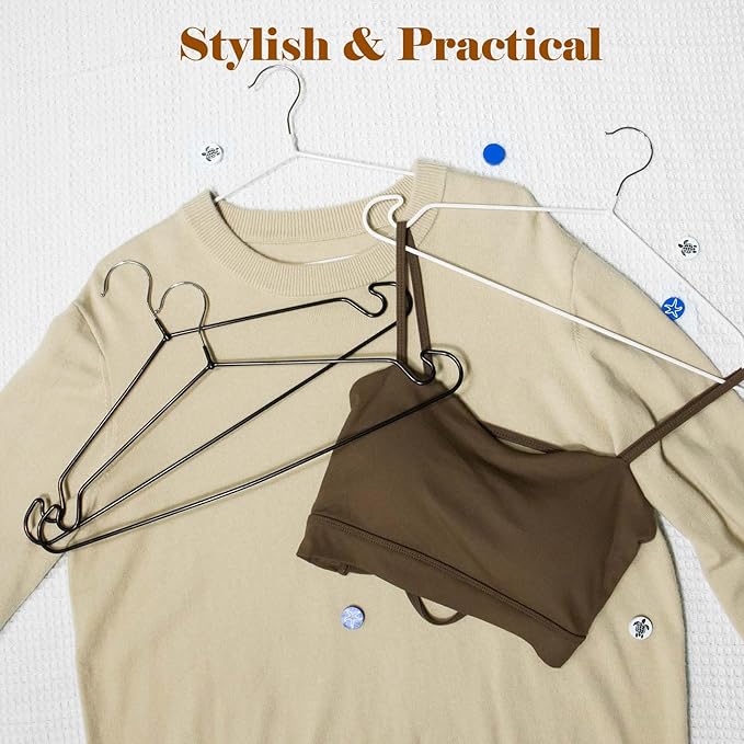 Clothes Hangers, 50Pack,Black Metal Hangers,15.7'W Space-Saving Shirt Hanger,Non-Slip Heavy Duty Hanger with Deep Shoulder Notches for Dress and Camisole