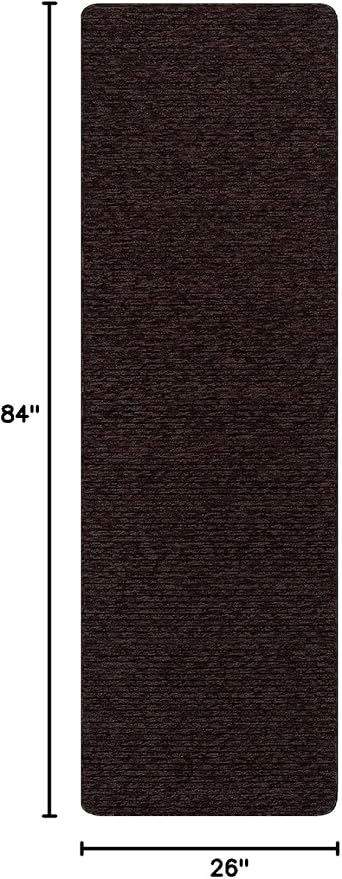 Non Slip Brown Solid Rubber Back Thing Runner Rugs for Living Room 2x7 for Kitchen, Rug for Bedroom and Hallway, Stain Resistant Easy Cleaning Non Shedding Carpet Brown 2 x 7
