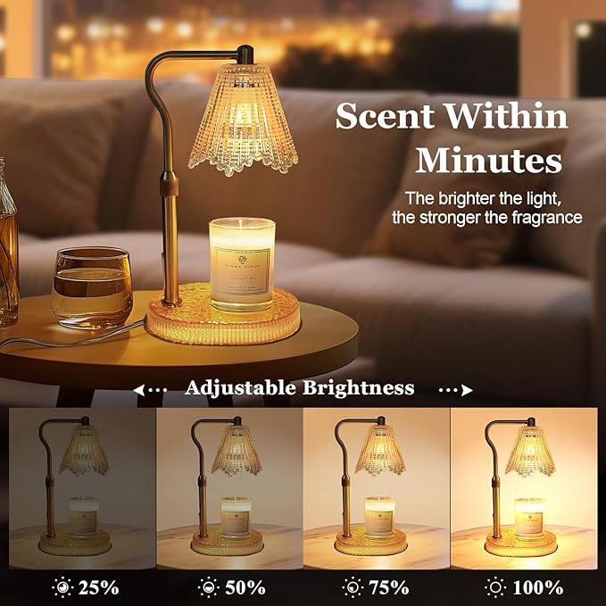 Candle Warmer Lamp with Timer Dimmable, Birthday Gifts for Women Mom, House Warming Gifts New Home Decor, Wax Melt Warmer for Jar Candles with 2 Bulbs