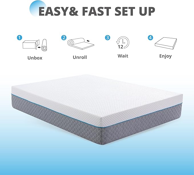 EGOHOME Full Mattress 14 Inch, Memory Foam Mattress Bed in a Box, Back Pain Relief, Made in The USA of US Foam and Global Materials, Medium Firm, CertiPUR-US Certified,75”x54”x14”, White