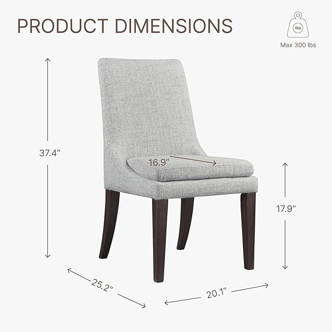 Upholstered Dining Chairs Modern Sidechair Performance Fabric High Back Armlesschair for Diningroom Kitchen,Light Grey,Set of 2(1 Box)