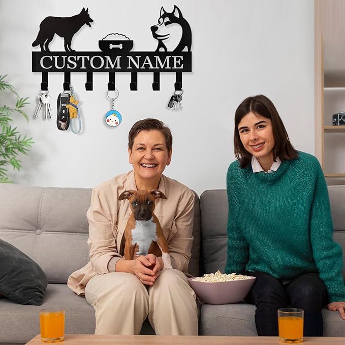 Personalized Dog Leash Holder for Wall - Custom Dog Leash Holder for Wall with Pet's Name, Metal Dog Stuff Storage Organizer, Dog Leash Hangers for Wall, Dog Decor Gifts for Entryway, Farmhouse