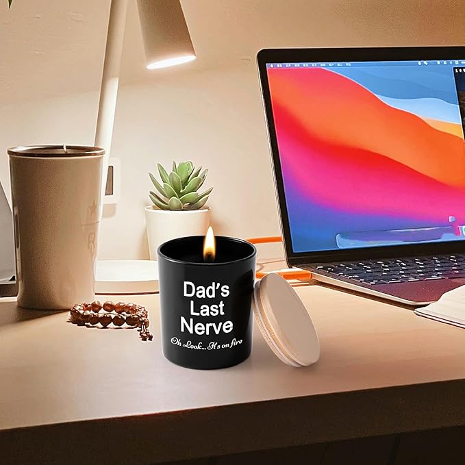 BFJLIFE Gifts for Dad from Daughter/Son Funny Unique Fathers Day Christmas Birthday Gift for Dad Stocking Stuffers Dads Last Nerve Sandalwood Scented Soy Candles