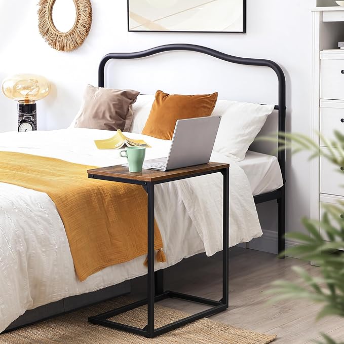 VASAGLE Set of 2 C Shape End Tables, Small Coffee Tables for Couch Or Sofa, Industrial Side Tables in Living Room, Bedroom, 13.8 x 21.7 x 26 Inches, Rustic Brown and Black UZH2504037