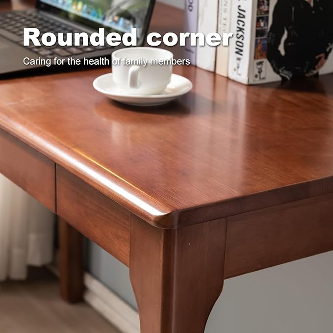 Solid Wood Desk with Drawers, Small Computer Desk for Small Spaces, Gaming Study Home Office Desks for Work, Student PC Desk for Bedroom, Escritorios para Cuartos (Cherry Color, 39inch)