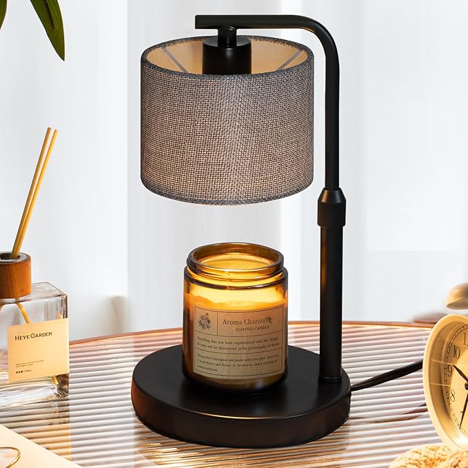 Dexnump Candle Warmer Lamp with Timer, Dimmable Candle Wax Warmer with 2 Light Bulbs, Height Adjustable Electric Candle Light for All Size Scented Candles, Home Room Decor, Gifts for Women Mom