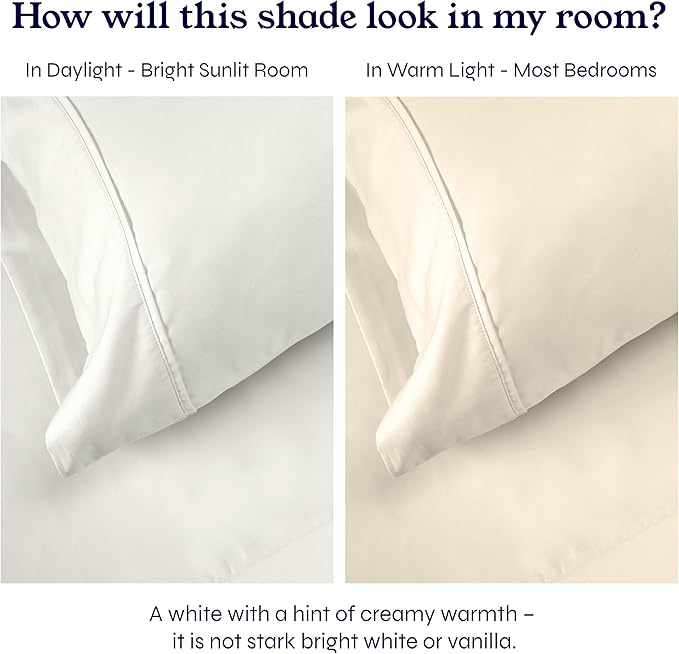 California Design Den 2-Pack Full 100% Cotton Sateen 400 Thread Count Sheets - Extra Soft, Breathable & Cooling Sheets, Wrinkle Resistant, 2 Sets of Deep Pocket Bed Sheets - Ivory (Pale Tone)