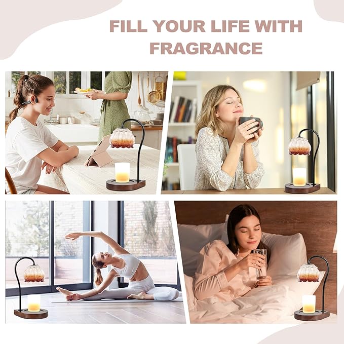 Candle Warmer Lamp with Timer, Electric Dimmable Candle Warmer Melter, Small & Large Jar Fragrance Candle Holders for Home Decoration Gift for Women, Coffee