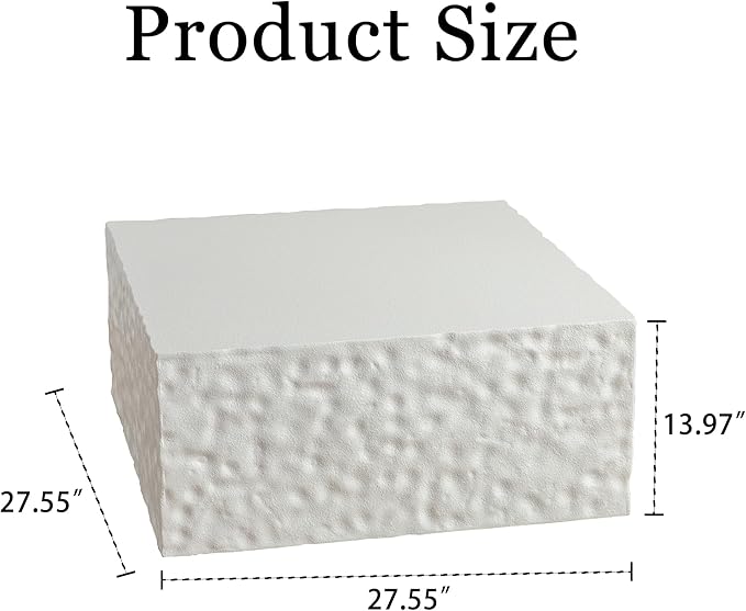 27.55" Square Coffee Table Modern Colour Combination Coffee Table for Living Room,Not Need Assembly,Creamy White