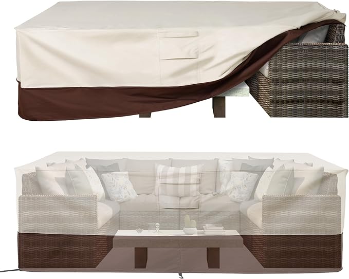 Vailge Waterproof Patio Furniture Set Cover with Padded Handles, Patio/Outdoor Table Cover, Patio/Outdoor Dining Rectangular Table Chairs Cover Medium