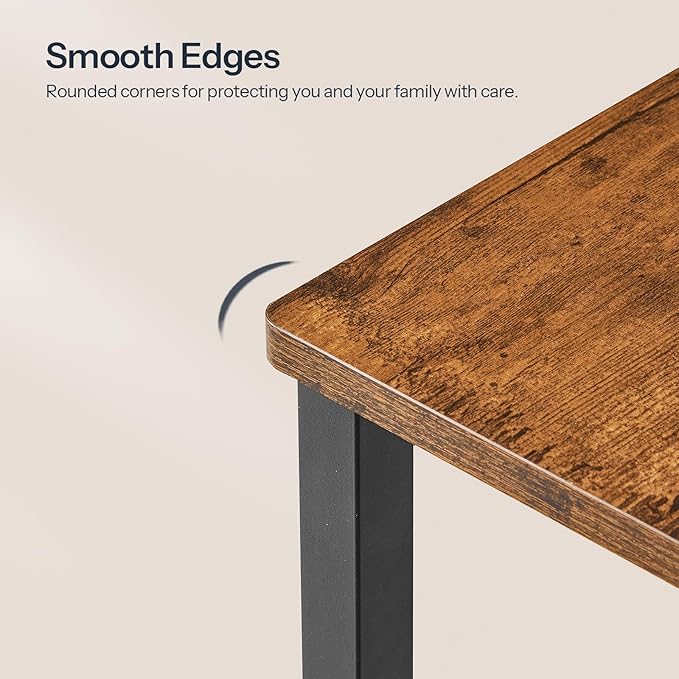 HOOBRO Kitchen Chairs Set of 4, Wooden Dining Room Chairs with Metal Frame, Dining Chair with Back, Easy to Assemble, Farmhouse Dining Chair for Living Room, Rustic Brown and Black BF39CDP401