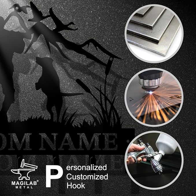 Personalized Custom Name Hunting Deer Wall Key Hooks,Metal Hunting Art Clothes Hooks,Metal Hunting Wall Home Storage Decorative,Hunter For Front Door, Hallway, Kitchen, Bedroom,Keys,Hats (Style B)