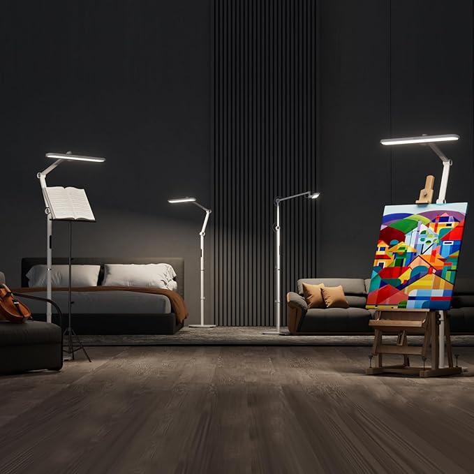 Honeywell LED Floor Lamp Mordern - 05D01 Sunturalux™ Dimmable Floor Lamp for Living Room Standing Lamp, Eye-Caring Standing Light for Home Office Bedroom White