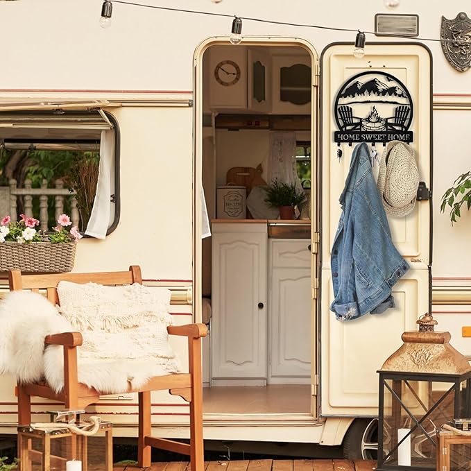 Personalized Metal Key Holder - Custom Wall Mount with Mountain Design - Camping Key Hooks for Wall Organizer - Key Rack Decoration for Entryway