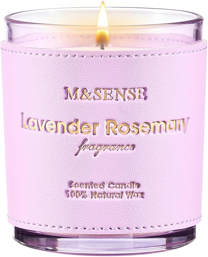 M&SENSE Lavender Rosemary Scented Candles, Vegan Soy Candles, Heavy Scented, 10oz 42-Hour Slow Burning Time, Toxic Free Fall Winter Bathtub Aromatherapy Relaxing Spa, Fancy Gift for Home Decor
