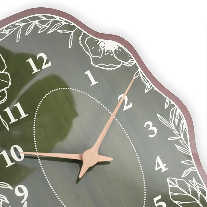 Mid Century Wall Clock Retro Irregular Shape Modern Battery Operated Analog Wall Clock Neutral Large Display Green Silent Clocks for Kitchen Living Room Bedroom Decor 12 Inch