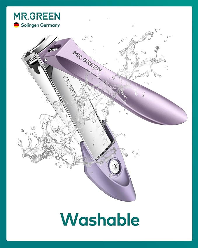 MR.GREEN Nail Clippers with Nail File,Anti Splash Nail Clipper Set for Thick Nails,Medical Grade Stainless Steel Professional Nail Cutter,Sharp and Durable fingernail Clipper for Men and Women(Purple)