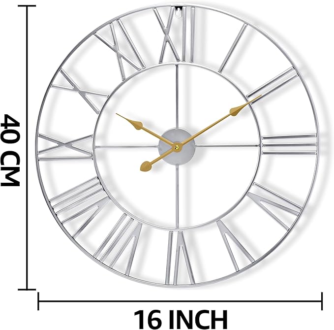 Sorbus Large Wall Clock for Living Room Decor – Easy to Hang 16-Inch Big Wall Clock – Metal Wall Art for Kitchen, Bedroom, Home, Office – Analog Decorative Wall Clock (White)